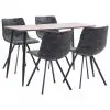 vidaXL 5 Piece Dining Set Black Faux Leather
