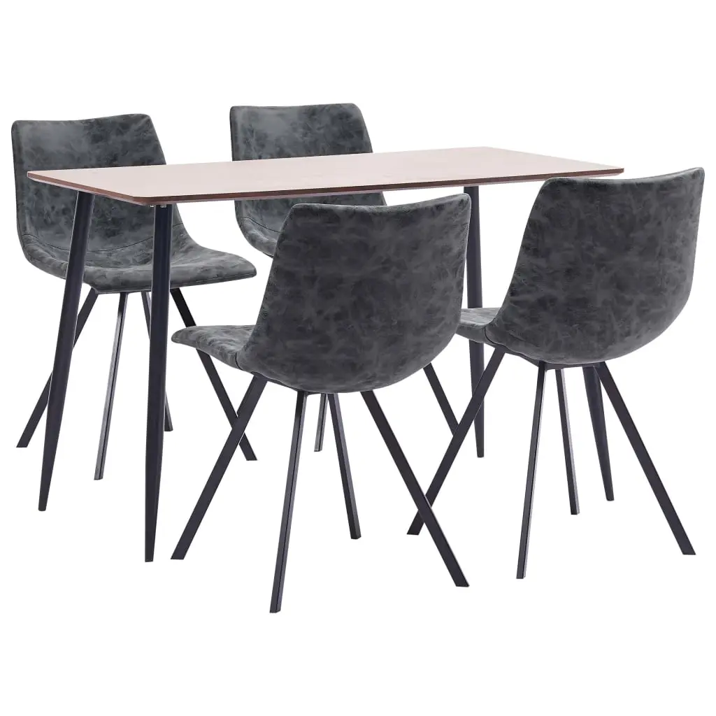 vidaXL 5 Piece Dining Set Black Faux Leather