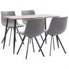 vidaXL 5 Piece Dining Set Grey Faux Leather vidaXL 5 Piece Dining Set Grey Faux Leather