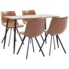 vidaXL 5 Piece Dining Set Cognac Faux Leather