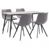 vidaXL 5 Piece Dining Set Grey Faux Leather