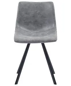 vidaXL 5 Piece Dining Set Grey Faux Leather