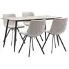 vidaXL 5 Piece Dining Set Light Grey Faux Leather
