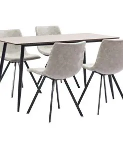 vidaXL 5 Piece Dining Set Light Grey Faux Leather