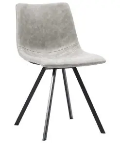 vidaXL 5 Piece Dining Set Light Grey Faux Leather