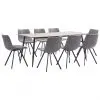 vidaXL 9 Piece Dining Set Grey Faux Leather