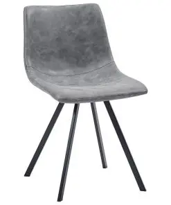 vidaXL 9 Piece Dining Set Grey Faux Leather