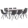 vidaXL 9 Piece Dining Set Grey Faux Leather