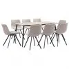 vidaXL 9 Piece Dining Set Light Grey Faux Leather