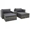 vidaXL 5 Piece Garden Lounge Set with Cushions Poly Rattan Grey