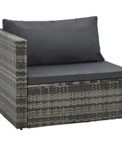vidaXL 5 Piece Garden Lounge Set with Cushions Poly Rattan Grey