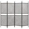 vidaXL 4-Panel Room Divider Poly Rattan Brown 240×200 cm