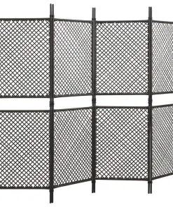 vidaXL 4-Panel Room Divider Poly Rattan Brown 240×200 cm