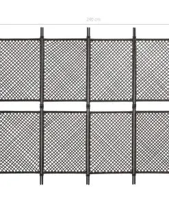 vidaXL 4-Panel Room Divider Poly Rattan Brown 240×200 cm