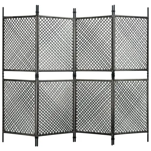 vidaXL 4-Panel Room Divider Poly Rattan Anthracite 240×200 cm