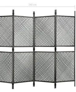 vidaXL 4-Panel Room Divider Poly Rattan Anthracite 240×200 cm