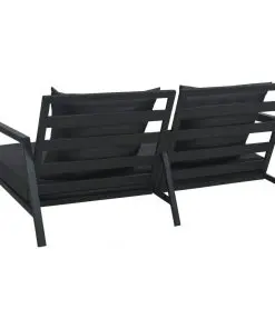 vidaXL Garden 2-Seater Sofa with Cushions Dark Grey Aluminium