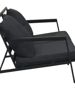 vidaXL Garden 2-Seater Sofa with Cushions Dark Grey Aluminium