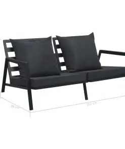 vidaXL Garden 2-Seater Sofa with Cushions Dark Grey Aluminium