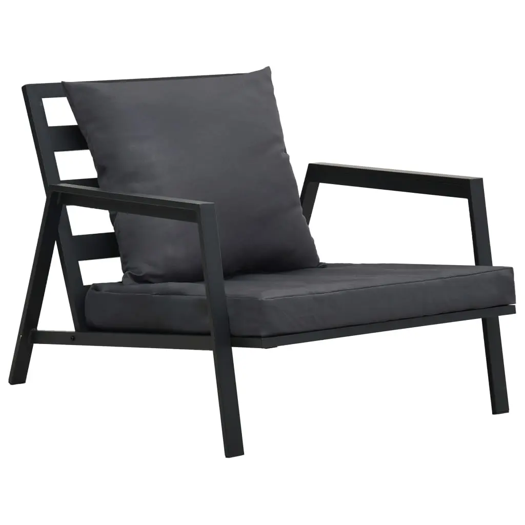 vidaXL 4 Piece Garden Lounge Set with Cushions Aluminium Dark Grey