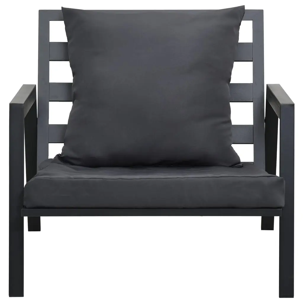 vidaXL 4 Piece Garden Lounge Set with Cushions Aluminium Dark Grey