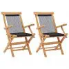 vidaXL Folding Garden Chairs 2 pcs Solid Teak Wood and Rope