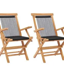 vidaXL Folding Garden Chairs 2 pcs Solid Teak Wood and Rope