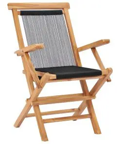 vidaXL Folding Garden Chairs 2 pcs Solid Teak Wood and Rope