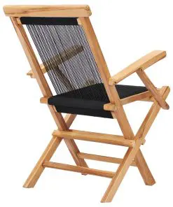 vidaXL Folding Garden Chairs 2 pcs Solid Teak Wood and Rope