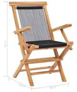 vidaXL Folding Garden Chairs 2 pcs Solid Teak Wood and Rope