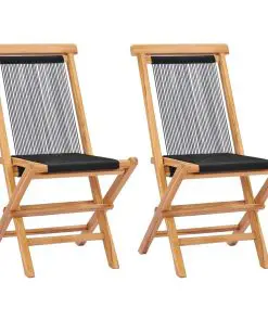vidaXL Folding Garden Chairs 2 pcs Solid Teak Wood and Rope