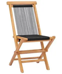 vidaXL Folding Garden Chairs 2 pcs Solid Teak Wood and Rope