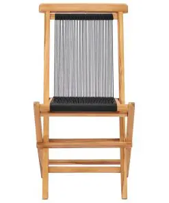 vidaXL Folding Garden Chairs 2 pcs Solid Teak Wood and Rope