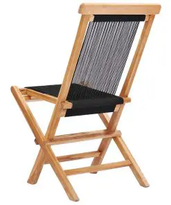 vidaXL Folding Garden Chairs 2 pcs Solid Teak Wood and Rope