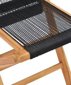 vidaXL Folding Garden Chairs 2 pcs Solid Teak Wood and Rope