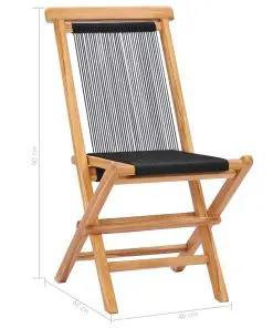 vidaXL Folding Garden Chairs 2 pcs Solid Teak Wood and Rope