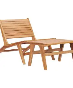 vidaXL Garden Chair with Footrest Solid Teak Wood