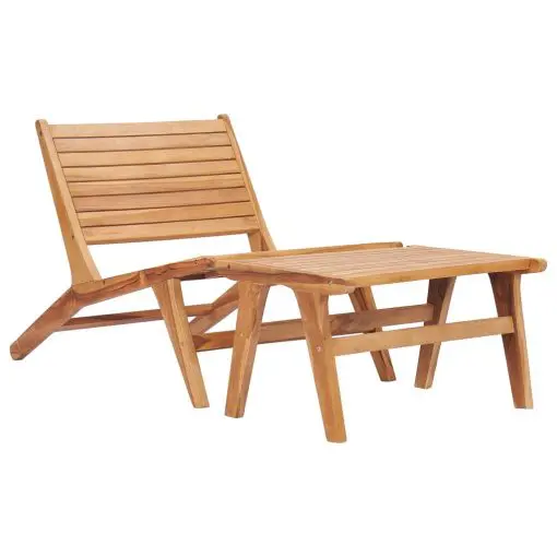vidaXL Garden Chair with Footrest Solid Teak Wood
