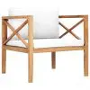 vidaXL Garden Chair with Cream Cushions Solid Teak Wood