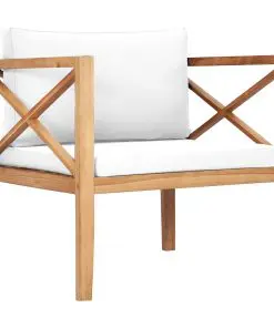vidaXL Garden Chair with Cream Cushions Solid Teak Wood