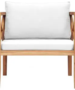 vidaXL Garden Chair with Cream Cushions Solid Teak Wood