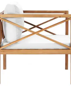 vidaXL Garden Chair with Cream Cushions Solid Teak Wood