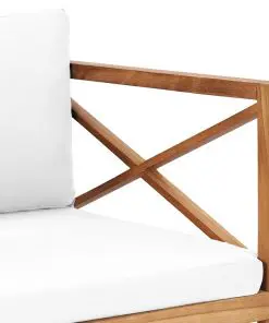 vidaXL Garden Chair with Cream Cushions Solid Teak Wood