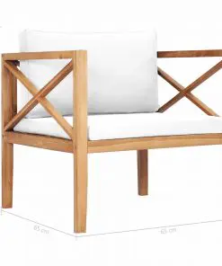 vidaXL Garden Chair with Cream Cushions Solid Teak Wood