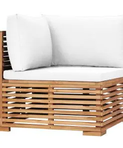 vidaXL Garden Corner Sofa with Cream Cushion Solid Teak Wood
