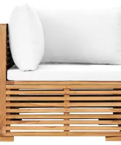 vidaXL Garden Corner Sofa with Cream Cushion Solid Teak Wood