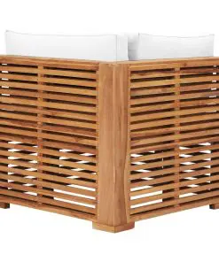 vidaXL Garden Corner Sofa with Cream Cushion Solid Teak Wood