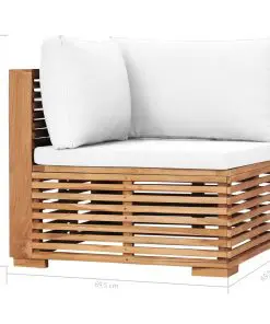 vidaXL Garden Corner Sofa with Cream Cushion Solid Teak Wood