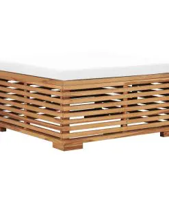 vidaXL Garden Footrest with Cream Cushion Solid Teak Wood