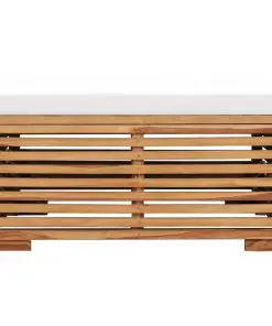 vidaXL Garden Footrest with Cream Cushion Solid Teak Wood